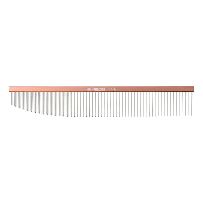Furzone 2-in-1 Greyhound Comb for Dogs, Meler Greyhound Comb (Half Curved/Coarse), 86 Stainless Steel Pins Dog Comb, Aluminum 24.5cm Handle, Lightweight, Remove Dogs’ Eye Debris, Fur Tangle Free