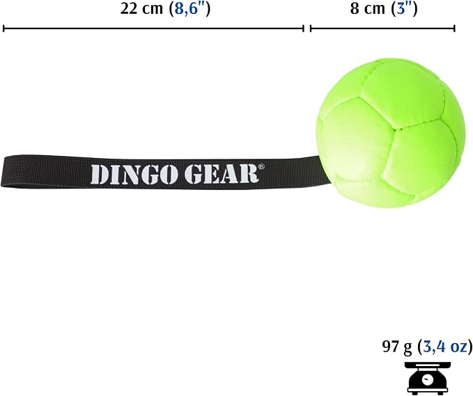 DINGO GEAR WWW.DINGOGEAR.COM 1977 Faux Leather Ball for Dog Training, as Reward for Fetch tug of war, for Strong Dog, Handmade, 3in Green S02685