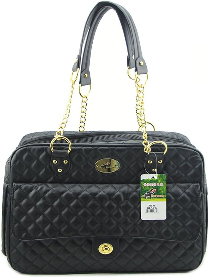 B-JOY New Dog Carrier Dog Handbag Dog Purse Pet Tote Bag Soft Sided Pet Carriers with Double Chain Handles Black