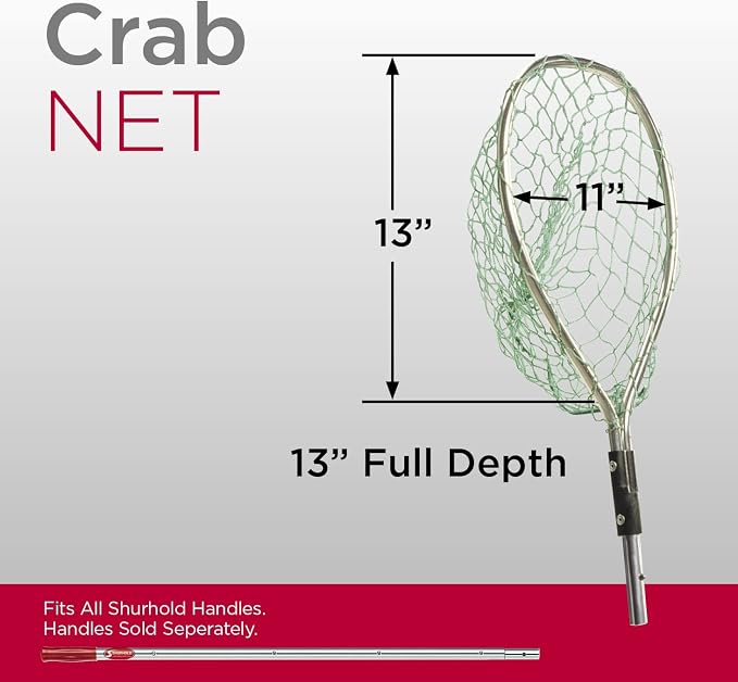Shurhold 1822 Crab Net Durable Fishing Net with Strong Handle for Crabbing and Bait Catching - 12" x 13" x 15"