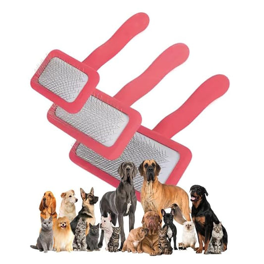 Slicker Brush Perfect For Dogs and Cats (Big and Medium Dogs, Goldendoodles, Labradoodles, Poodles and Cats) Curved Design for Thick, Fluffy, Detangled and Shedding Fur (Coral Oval Head Brush, Small)
