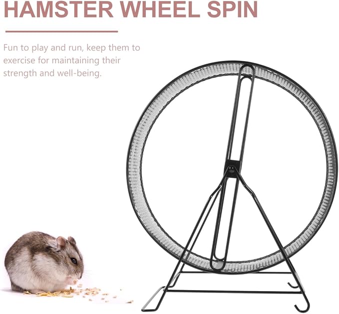 Mikikit Hamster Toys Hamster Wheel, Interesting Running Wheel Mesh Exercise Wheel Household Hedgehog Running Toy with Rack for s Gerbils Rat Small Pet Wheel
