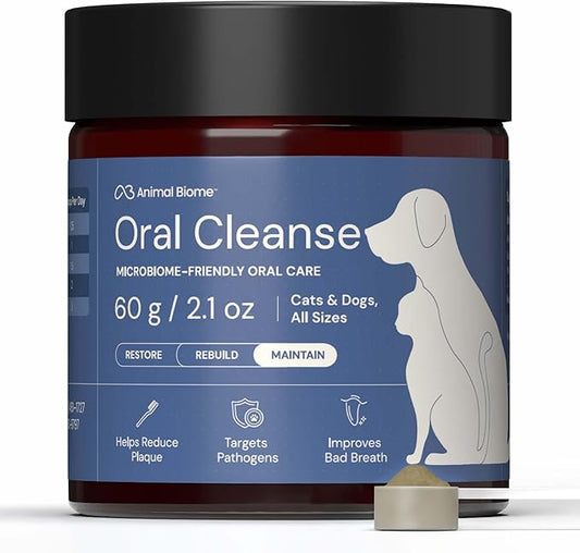 Animal Biome Dental Powder for Dogs & Cats, 60g (180 Scoops) – Oral Cleanse Phage + Kelp Prebiotic Dog Teeth Cleaning Powder, Supports Clean Teeth, Fresh Breath, Sprinkle-on Daily Food Topper w/Scoop