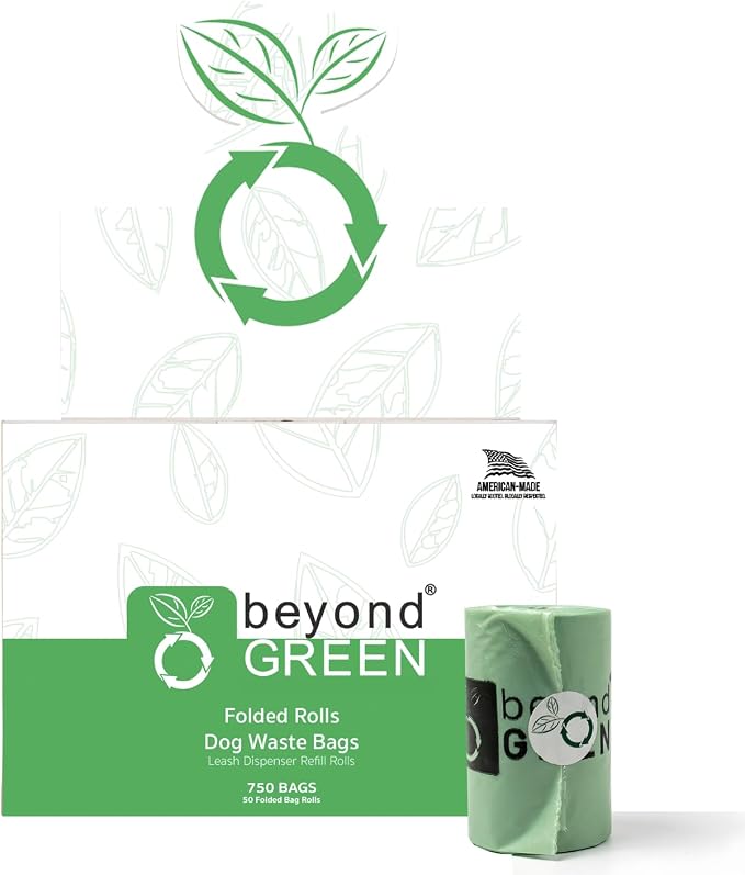 beyondGREEN Plant-Based Dog Poop Waste Bags for Leash Dispenser - 750 Bags - 50 Rolls of 15 Bags - 9" x 12"