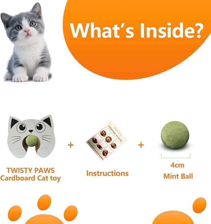 New Mint Ball Cat Scratching Board Toy, Upgrade Magnetic Interactive Kitty Toy, Shape Shifting Cardboard Cats Toys for Entertaining, Magic Organ Cat Scratcher Pads for Indoor Cats (2 pcs)