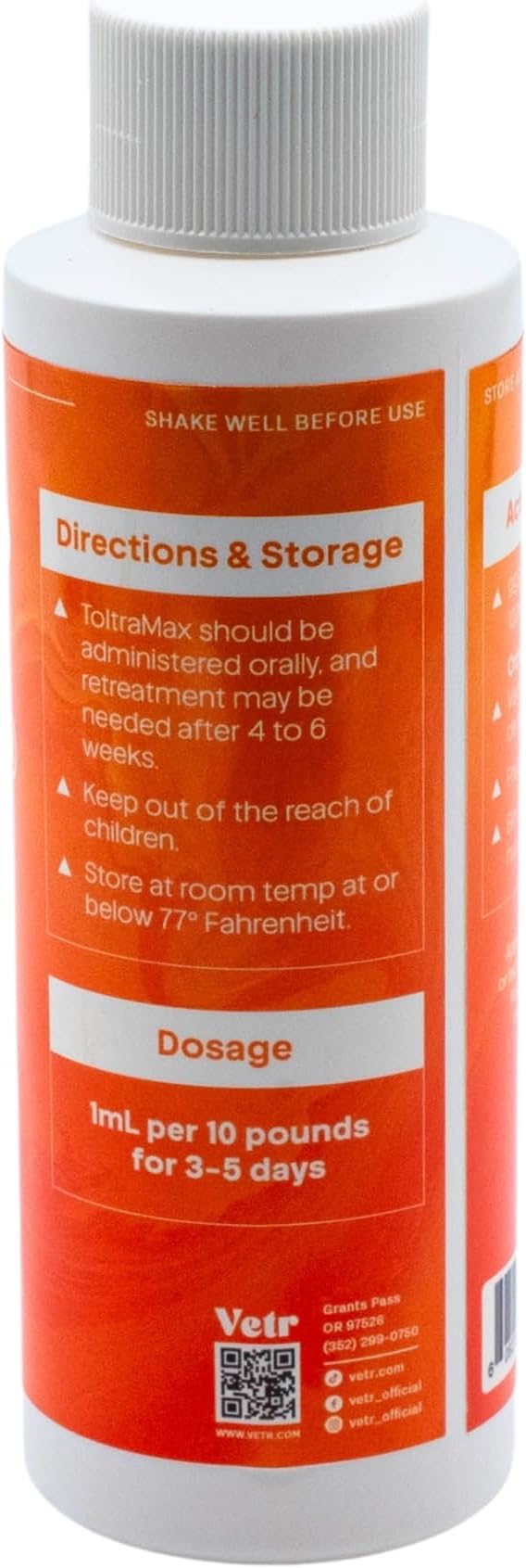 Toltrazuril 10.0% for Horses, Dogs, Cats, 120mL/4 Ounce, for Non-Food Chain Animals, Peanut Butter