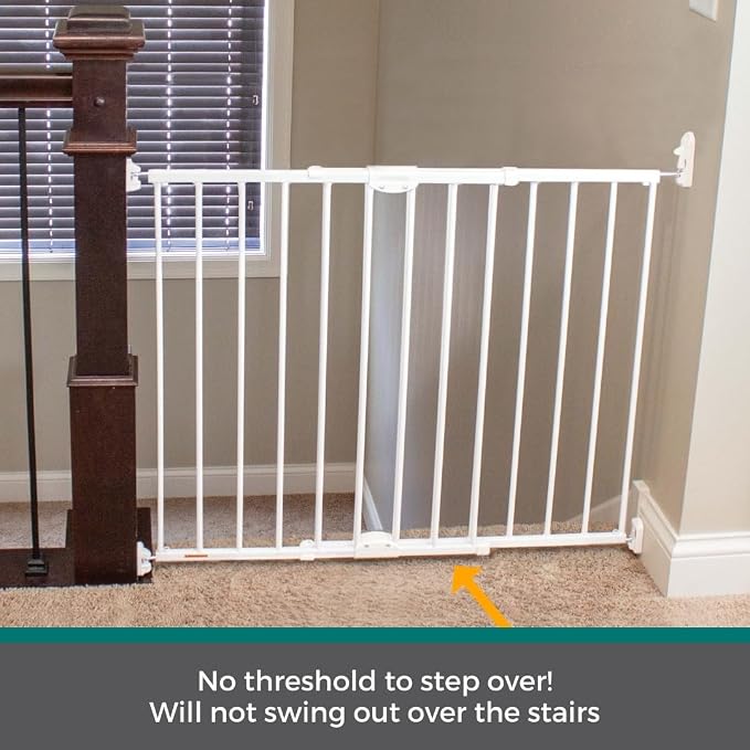 MYPET ClearPath Wide Staircase & Hallway Pet Gate: 28.7"-47.9" Wide Hardware Mounted Top of Stairs Gate with Safety Latch; 31" Tall, White