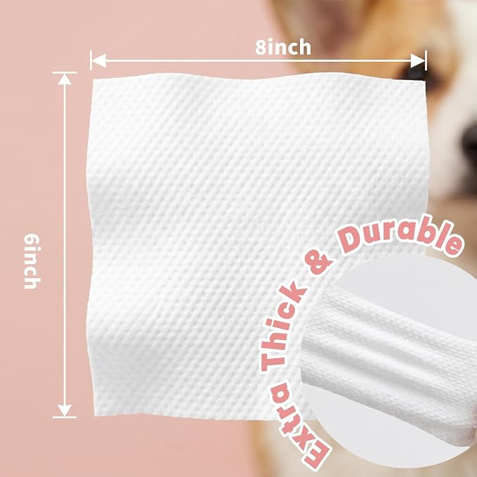 Hypoallergenic Dog Wipes for Paws & Butt, Extra Thick Plant Based Pet Wipes for Dogs & Cats, Alcohol-Free Lick-Safe Grooming Wipes, 80 Count