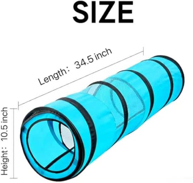 PAWISE Cat Tunnel for Indoor Cats, Collapsible Interactive Cat Toy Tube with Peek Hole, Foldable Pet Play Tent for Kittens Rabbits Small Animals, 10.5x34.5 Inches