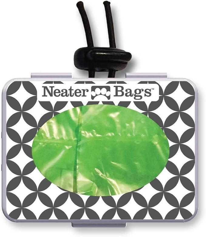 Neater Pet Brands Neater Bags Dog Waste Bag, No Rolls - Dog Poop Bags Dispense One at a Time, Doggie Poop Bag with Easy-Tie Handles, Dispenser Attaches to Any Leash (210 Count, Black Diamond Print)