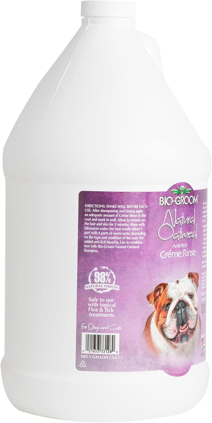Bio-Groom Oatmeal Dog Conditioner – for Allergies and Itching, Cruelty-Free, Dog Bathing Supplies, Puppy Conditioner for Sensitive Skin, Made in USA, Anti-Itch Dog Products – 1 Gallon