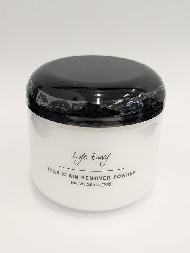 Eye Envy Tear Stain Remover Powder for Dogs and Cats. Natural, Safe Formula. Apply Around Eyes. Absorbs and Cleans Tears and Staining. Keeps Area Dry. Made in The USA. (2.5 oz)