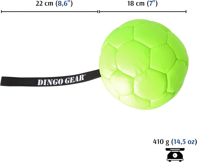DINGO GEAR WWW.DINGOGEAR.COM 1977 Faux Leather Ball for Dog Training, as Reward for Fetch tug of war, for Strong Dog, Handmade, 7in Green S02699