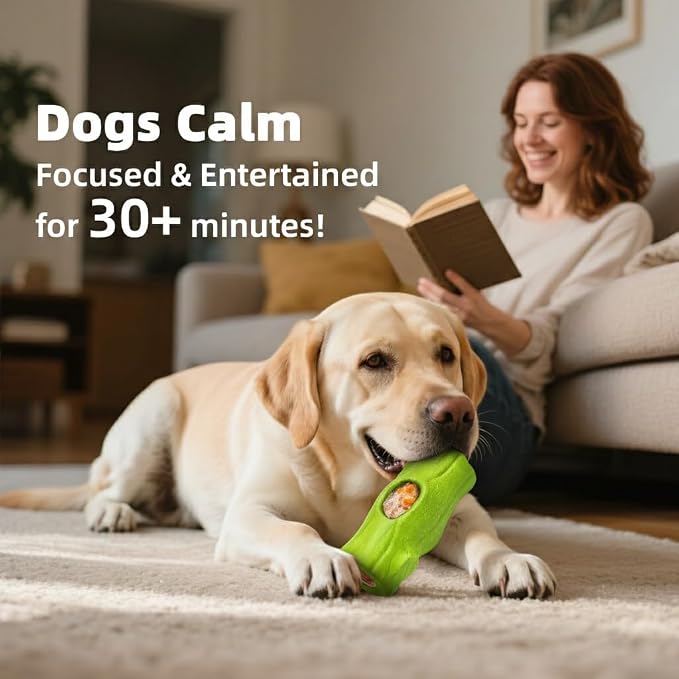 2 Pack Dog Toys for Aggressive Chewers, Interactive Indestructible Dog Toys with Frozen Treat Function, Durable Dog Puzzle Toy for Large & Medium Dogs, Reduces Anxiety, Green & Blue
