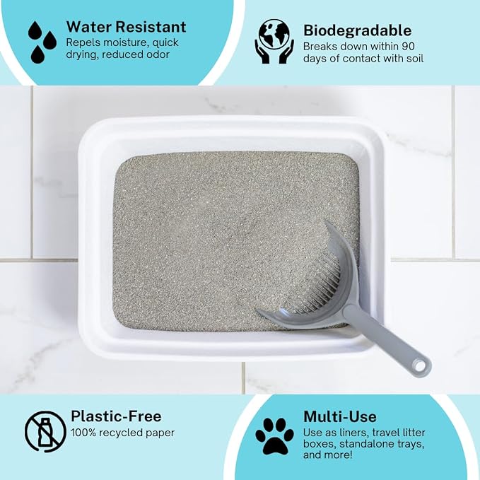 Luli & Cat Disposable Litter Boxes for Cats | Large Sized White Colored 4-Pack | Durable and Water Resistant