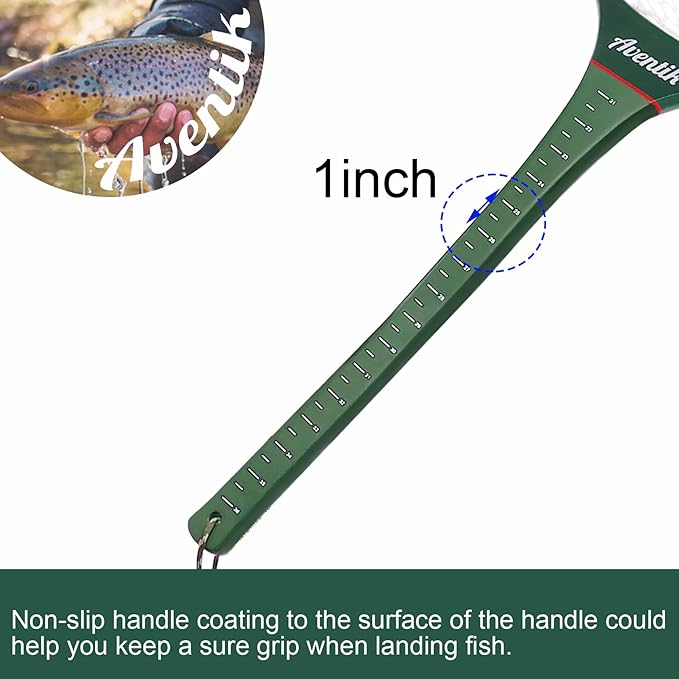 Aventik Fly Floating Fishing Net Carbon Fiber Landing Trout Net Light Weight Clear Rubber Ghost Net Catch & Release