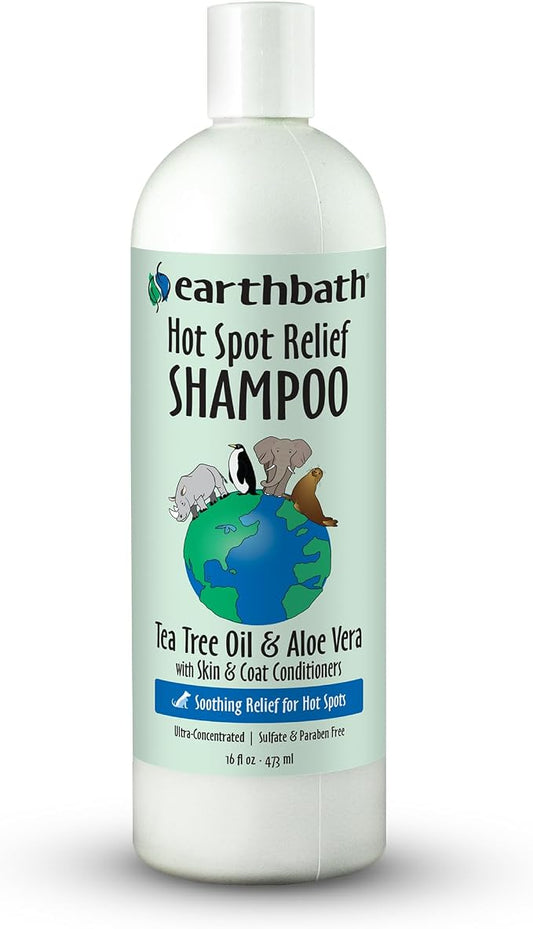 earthbath, Hot Spot Relief Pet Shampoo - Tea Tree Oil Hot Spot Treatment for Dogs, Best Dog Shampoo for Itching & Skin Conditions, Made in USA, Cruelty Free Itch Relief for Dogs - 16 Oz (1 Pack)