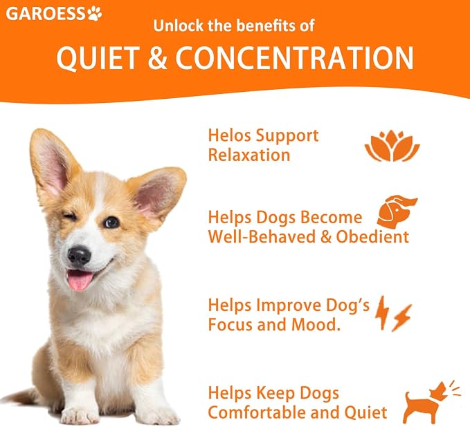Quiet & Concentration Herbal Chews for Dogs, Behavior Support Supplement with Chamomile, L-Theanine, Valerian Root, ashwagandha, Bacon Flavor, Large container-120 Soft Chews, 12.69 oz (3)