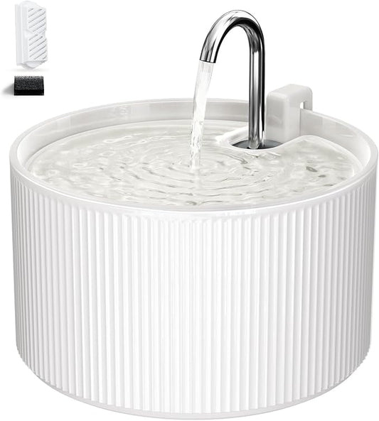 Voluas Ceramic Cat Water Fountain: 2.2L/74oz Cat Fountains for Drinking, Automatic Pet Water Dispenser with Ultra-Quiet Pump and Replacement Filter, Kitty Watering Supplies Indoor Easy Clean 1 Filter