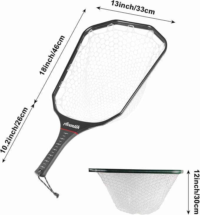 Aventik Fly Floating Fishing Net Carbon Fiber Landing Trout Net Light Weight Clear Rubber Ghost Net Catch & Release
