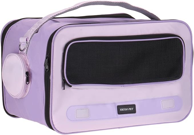 Cat Carrier for Pet, Adjustable Shoulder Strap, Breathable Dog Carrier Cat Carrying Case Pet Travel Bag Up to 14.3 lbs (Purple), Intended for Hiking/Camping/Traveling