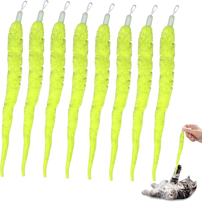 Caterpillar Smart Cats Toys, Interactive Cat Feather Toy with Motion Sensor, Whirlie Cat Toy for Hunting, Reduce Boredom, USB Rechargeable, No Drilling Required, Mount on Window (Refills)