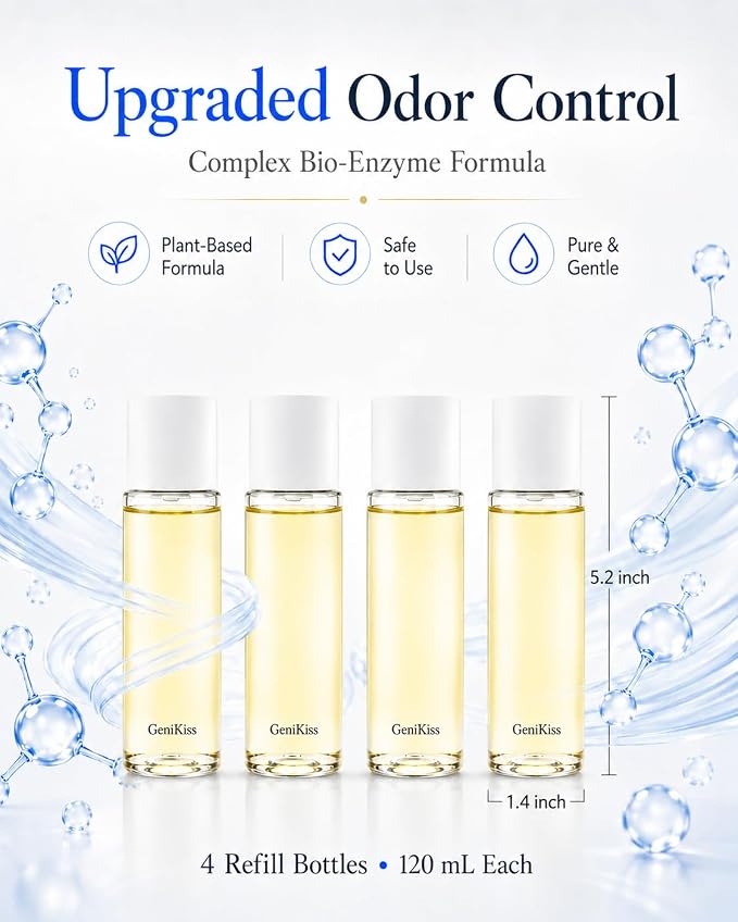 Nano Blue Light Deodorizer Spray Refill(8 * 120ml),Pet & Home Odor Eliminator | Bio-Enzyme Odor Control, For Dog & Cat Urine, Litter Box, Carpets, Trash Bins & Car Interiors, Safe for People & Pets