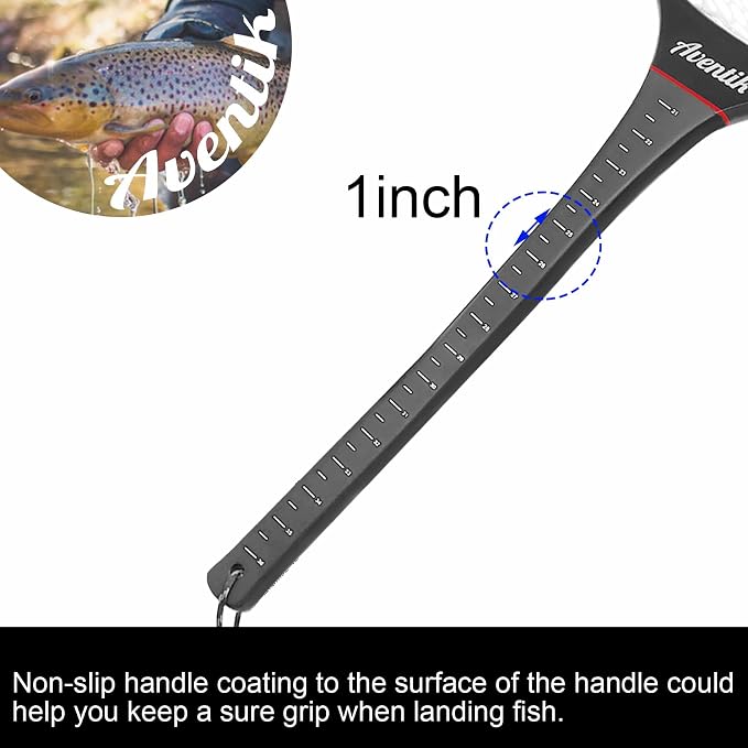 Aventik Fly Floating Fishing Net Carbon Fiber Landing Trout Net Light Weight Clear Rubber Ghost Net Catch & Release