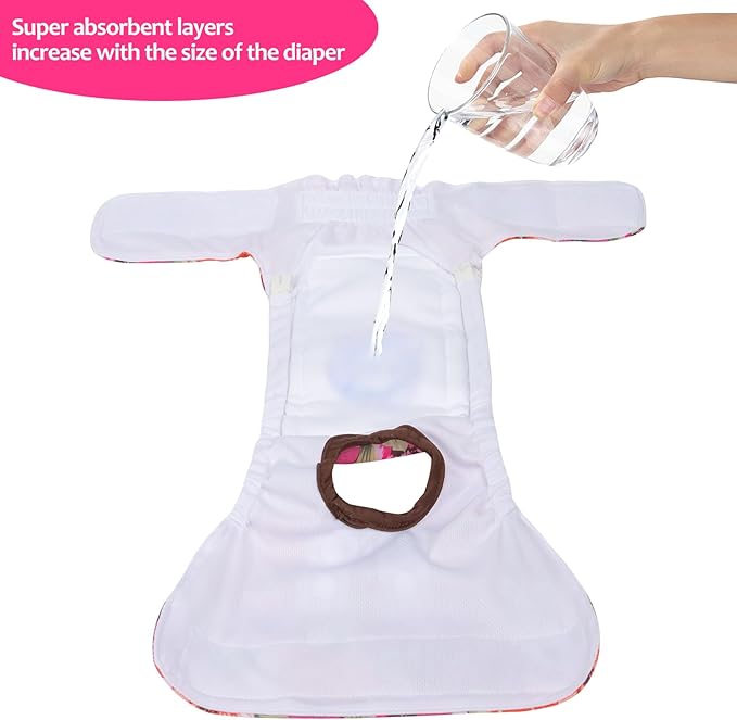 CuteBone Dog Diapers Female 3 Pack Reusable Doggy Diapers with One Suspender for Small Medium Large Dog Period BDD02L