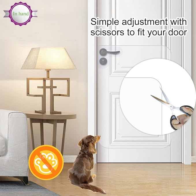 In hand Clear Pet Door Scratch Protector Shield Protect Your Furniture, Heavy Duty Deluxe Flexible Door Guard Cover