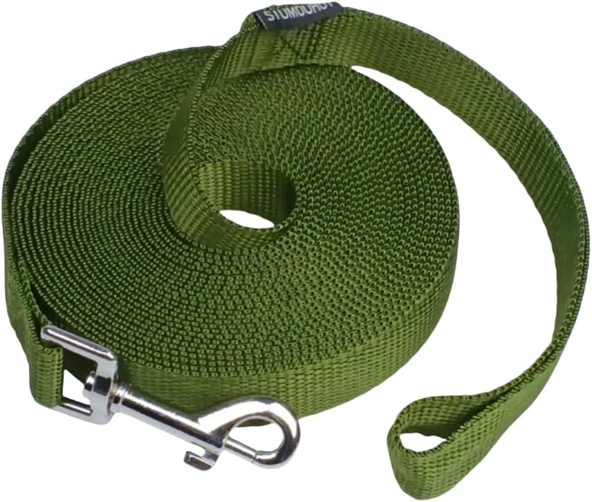 Dog/Puppy Obedience Recall Training Agility Lead - 15ft 20ft 30ft 40ft 50ft Training Leash - Great for Play, Camping, or Backyard (Military Green, 30 Feet)
