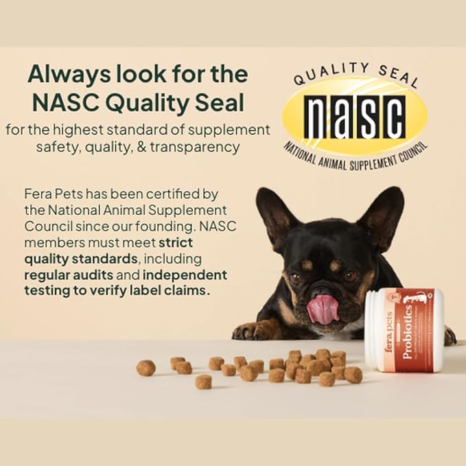 Fera Pets Dog Calming Chews - Helps Manage Everyday Stress & Separation - Promotes Relaxation - Ashwagandha & Priome® Mental Wellbeing Postbiotic Blend - 30 Soft Chews
