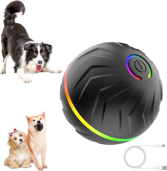 Interactive Dog Toys Ball, Moving Activated Automatic Bouncing Rolling Dog Balls with Led Lights, Smart Interactive Dog Toy for Puppy/Small/Medium Dogs & USB Random Style