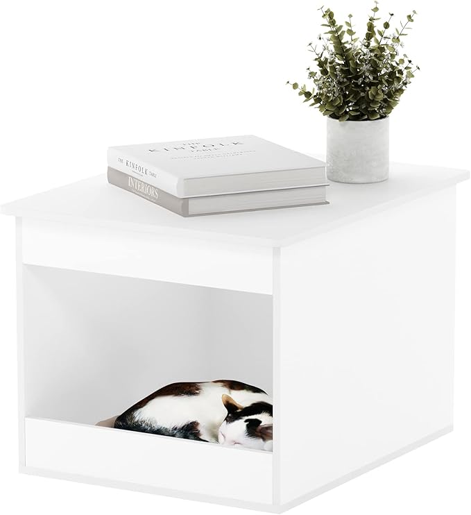 Furinno Peli Top Opening Litter Box Enclosure, Solid White