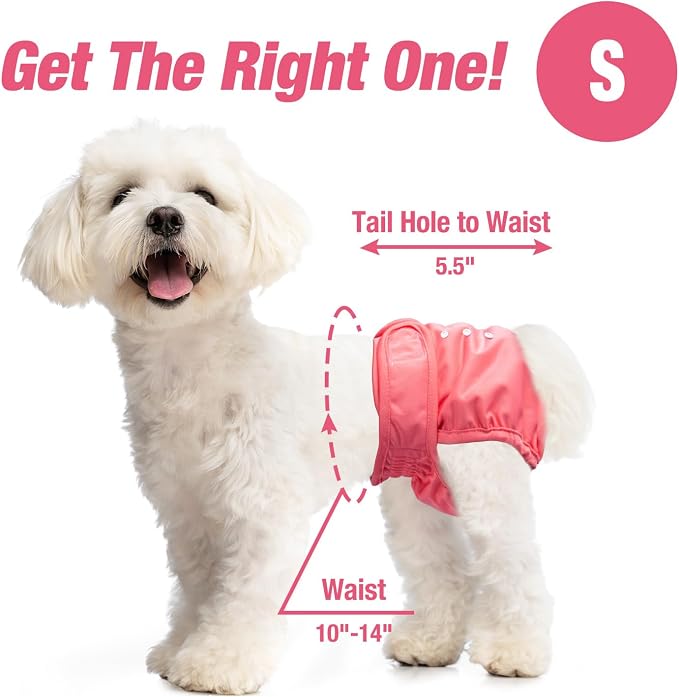 Pet Soft Washable Female Diapers (3 Pack) Female Dog Diapers, Comfort Reusable Doggy Diapers for Girl Dog in Period Heat (Sprightly, S)
