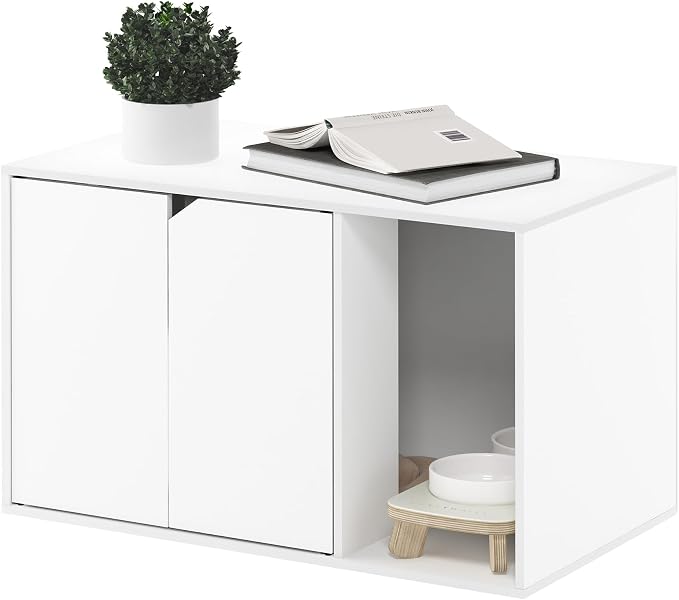 Furinno Peli Litter Box Enclosure, Solid White