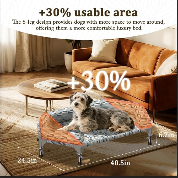 Orthopedic Dog Bed - Beds Bolster,Cooling Elevated Dog Beds with Metal Frame,Raised Dogs Bed,Easy to Assemble,Up to 80 lbs,Medium