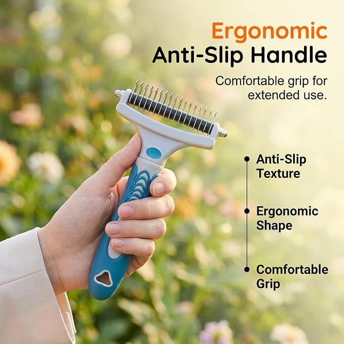 Pet Pro Grooming Tool, Deshedding Dog Brush, Double Sided Deshedding Brush for Dogs & Cats, Undercoat Rake and Dematting Comb for Removing Loose Hair (Green)