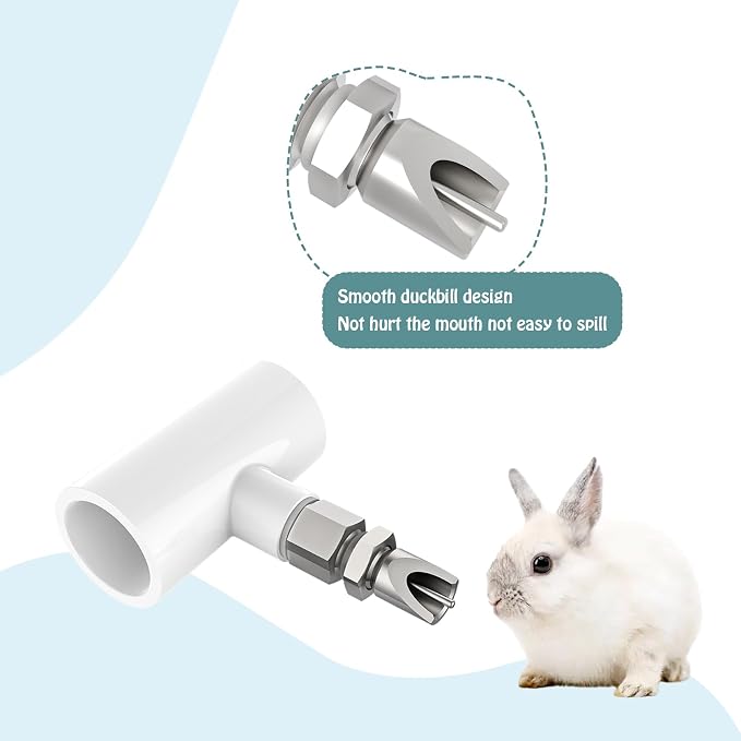 6pcs Stainless Steel Rabbit Water Nipples Automatic PVC Tees Rodent Waterering System