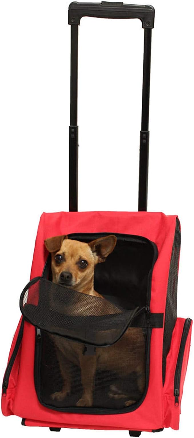 Pet Carrier Backpack with Removable Wheels, Pet Travel Rolling Backpack,Strong Breathable Mesh Panels, Airline Approved for Small Dogs and Cats for Hiking Carrying Walking Outdoor Bag