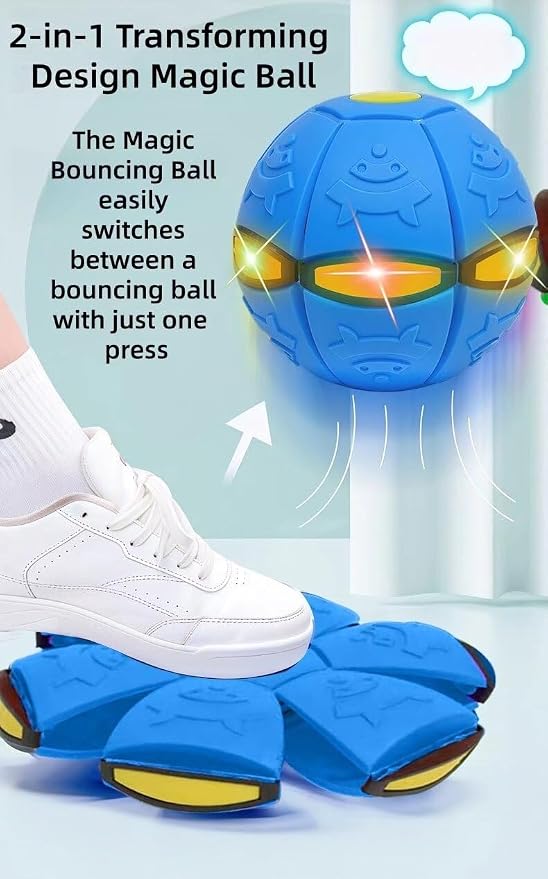 2pc 2-in-1 Dual Form Freely Switchable Magic Bouncing Ball Toy with Six Light Suitable for Indoor & Outdoor