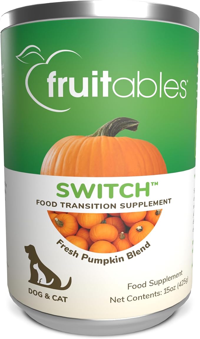 Fruitables Switch Fresh Pumpkin Blend Fiber Supplement for Cats & Dogs, 15 oz Cans Pack of 4 | Pumpkin Meal Topper for Food Transitions and Everyday Digestive Routine Support