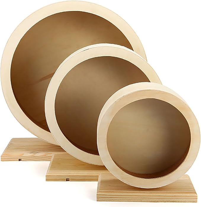 Hamster Exercise Wheel，Small Animals Running Toy Suitable for Rat, Pig, Chinchilla, Gerbil, etc. pet Wooden Harmless, Handmade (L)