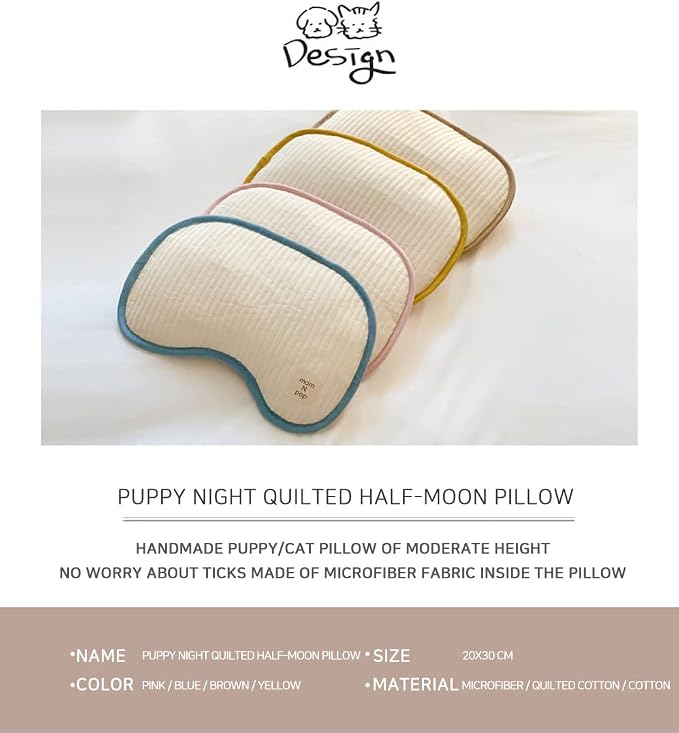 monNpop Pet Handmade Organic Pillow, an Ideal Naptime Sleeping Companion for Small Dogs and Cats (Yellow) Size: 11.81 X 7.87 X 1.96 inches