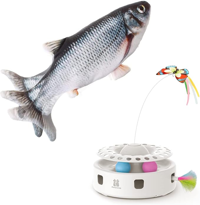 Potaroma Flopping Fish and Smart 3 in 1 Cat Toy Bundle
