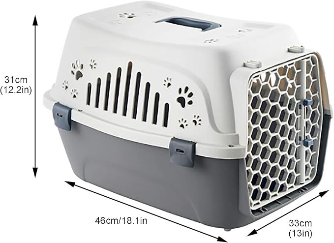 Plastic Cat Cage, Puppy Car Carrier with Door Locks and Handle, Portable Cat Travel Crate for Vet Visits Long Distance Trips(Pink)
