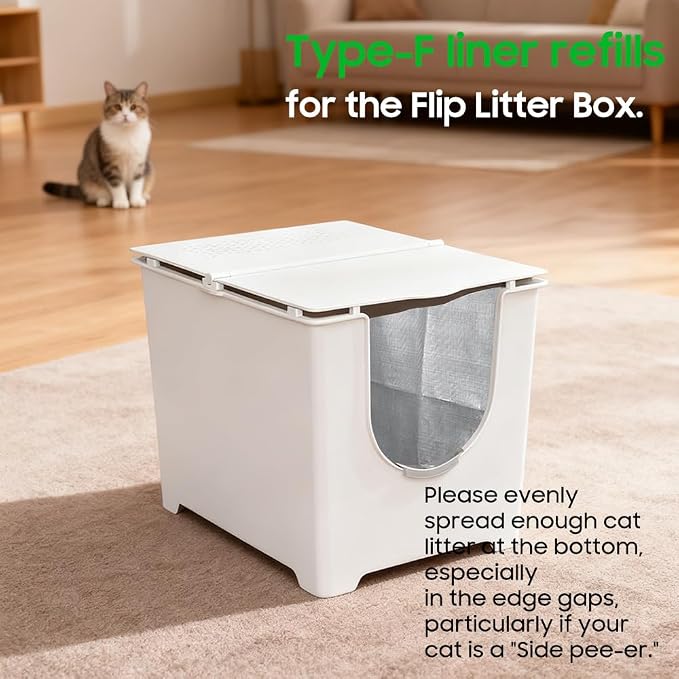 2 Pack Litter Box Liners F Compatible with Flip Litter Box Liner Type F, Reusable Liner Type-F with Carrying Handles
