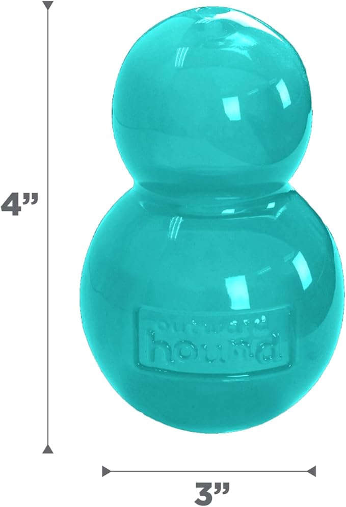 Outward Hound Double-Tuff Stuffable Dog Toy, Medium Blue, 3.9" x 2.5" – Treat Dispensing Chew Ball for Small to Medium Dogs, Interactive Puzzle Toy for Enrichment & Slow Feeding