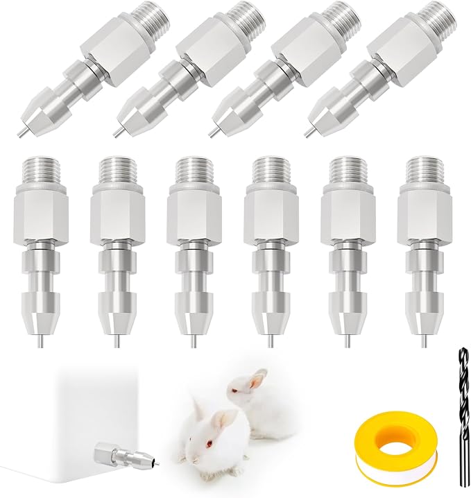 Vandcoop DIY Automatic Stainless Steel Rabbit Nipple Drinkers with Drill Bit (Silvery, 10pcs)