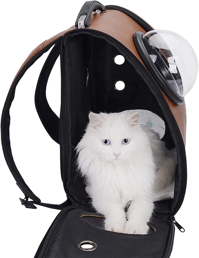 OLOTU Pet Backpack Transparent Ventilated Cat Backpack, Airline Approved Carrier Bag for Pet Travel, Portable Dog Backpack Carrier, Yellow Spacious